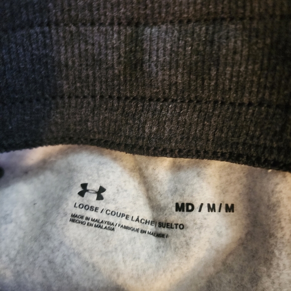 Men's UA Hustle Fleece Joggers Size Medium-Midnight Navy Light Heather/White - Picture 2 of 4